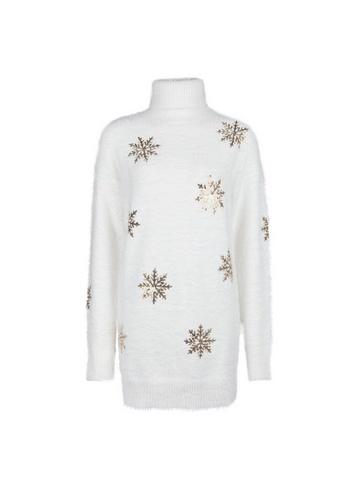 Dorothy Perkins *tall Ivory Eyekash Snowflake Tunic Top