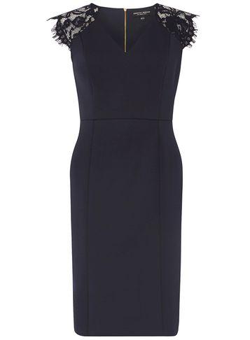 Dorothy Perkins Navy Scuba Lace Pencil Dress