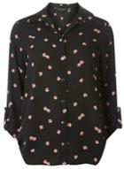 Dorothy Perkins Black Ditsy Floral Tab Roll Sleeve Shirt