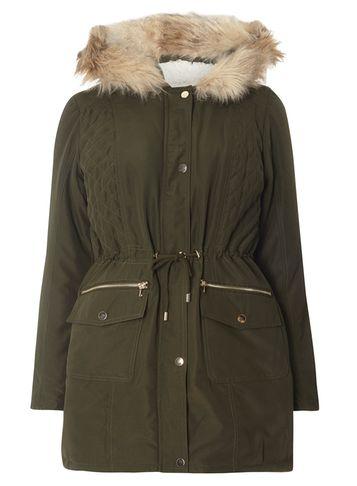 Dorothy Perkins Khaki High Shine Trim Parka