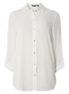 Dorothy Perkins *tall Ivory Roll Sleeve Side Tab Shirt