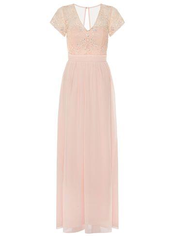 Dorothy Perkins *quiz Nude Chiffon Maxi Dress