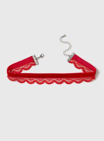 Dorothy Perkins Red Double Lace Choker Necklace