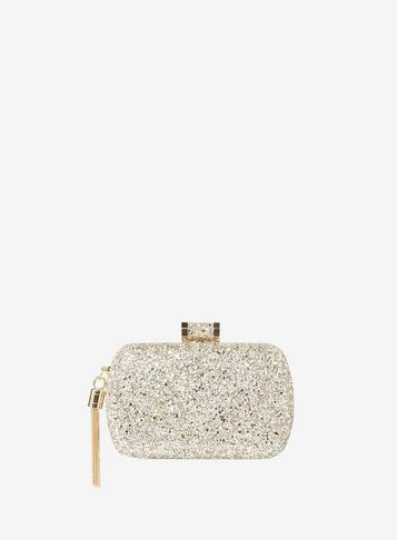 Dorothy Perkins Gold Glitter Box Clutch