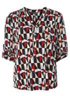 Dorothy Perkins Red Geometric Print Jersey Shirt