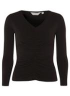 Dorothy Perkins Petite Black Ruched V-neck Top