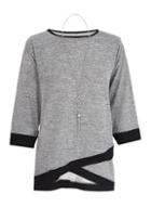 Dorothy Perkins *quiz Grey 3/4 Sleeve Light Knitted Top With Necklace