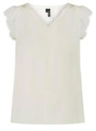 Dorothy Perkins *vero Moda White V-neck Frill Top
