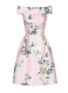 *chi Chi London Pink Floral Printed Bardot Midi Dress