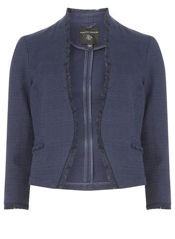 Dorothy Perkins Navy Fringe Boucle Jacket