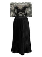 *chi Chi London Black And Gold Embroidered Midi Dress