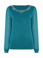 Dorothy Perkins *roman Originals Teal Chiffon Sleeve Jumper