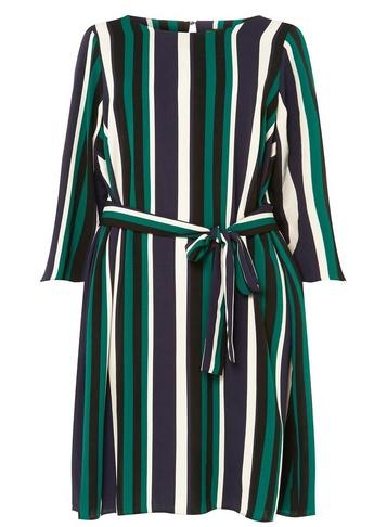 Dorothy Perkins *dp Curve Multi Colour Stripe Tie Waist Skater Dress