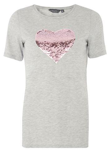 Dorothy Perkins *tall Breast Cancer Care Sequin Heart T-shirt