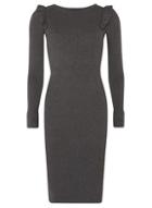 Dorothy Perkins Charcoal Ruffle Shoulder Knitted Dress