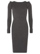 Dorothy Perkins Charcoal Ruffle Shoulder Knitted Dress
