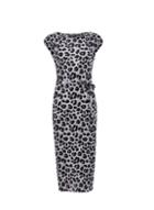 Dorothy Perkins *grey Leopard Print Plisse Midi Dress