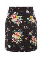 Dorothy Perkins Black Floral Print Ruffle Mini Skirt