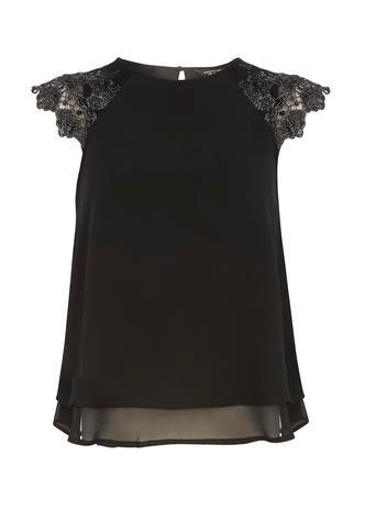 Dorothy Perkins Black Sequin Double Layer Top