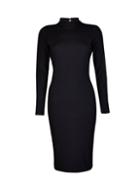 Dorothy Perkins Black High Neck Ribbed Bodycon Dress