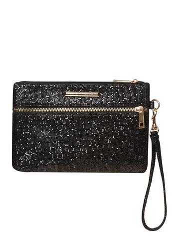 Dorothy Perkins Black Zip Front Wristlet Clutch Bag
