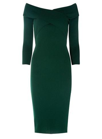 Dorothy Perkins Green Knitted Wrap Dress