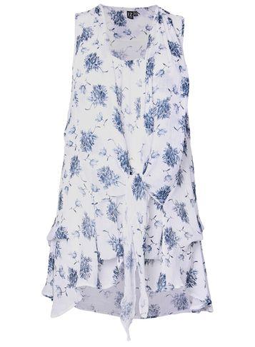 Dorothy Perkins *izabel London Curve White Floral Print Tunic Top