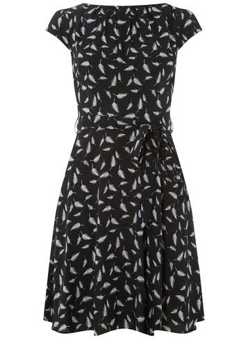 Dorothy Perkins *billie & Blossom Black Feather Print Skater Dress