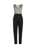 Dorothy Perkins Silver And Black Sequin Top Wrap Jumpsuit