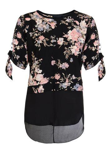 Dorothy Perkins *quiz Black And Blush Floral Top