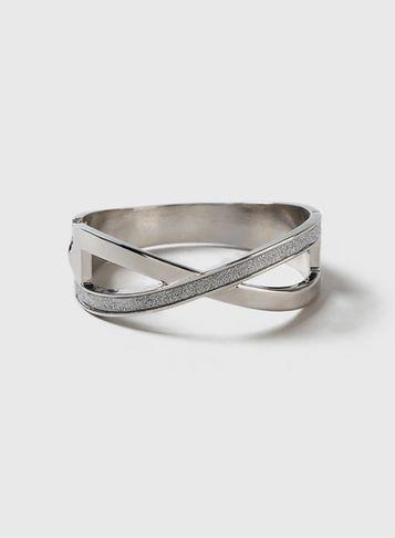 Dorothy Perkins Silver Glitter Crossover Bracelet