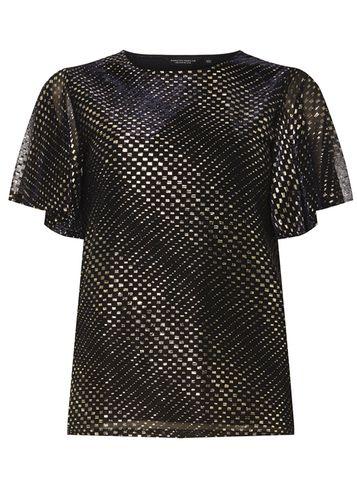 Dorothy Perkins Navy Glitter Angel Sleeve Top