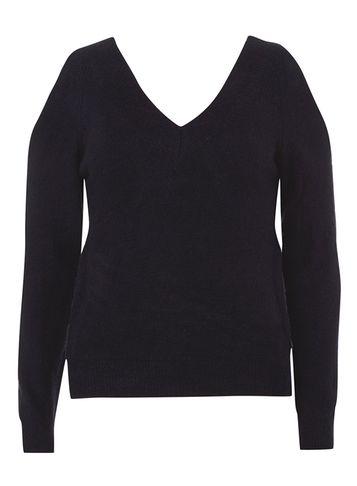 Dorothy Perkins Navy V-neck Cold Shoulder Jumper