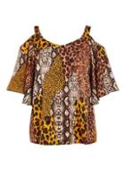*quiz Brown Leopard And Snake Print Top