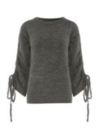 Dorothy Perkins Charcoal Ruched Sleeve Jumper