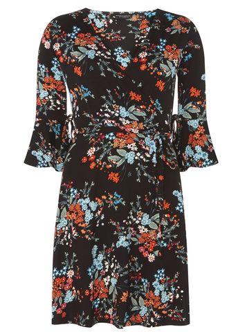 Dorothy Perkins Black Floral Wrap Fit & Flare Dress