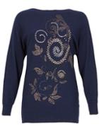 Dorothy Perkins *izabel London Navy Beaded Knitted Jumper