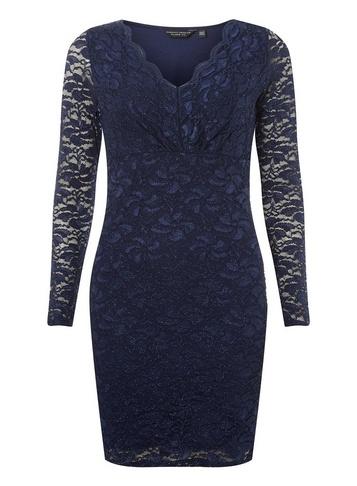 Dorothy Perkins *navy Glitter Lace Bodycon Dress