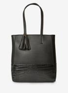 Dorothy Perkins Black Crocodile Panel Shopper Bag