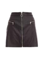 *quiz Black Faux Leather Zip Front Skirt