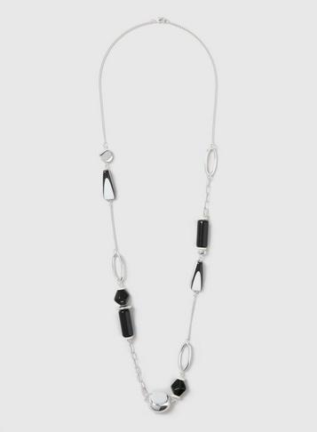 Dorothy Perkins Black And White Striped Resin Bead Necklace