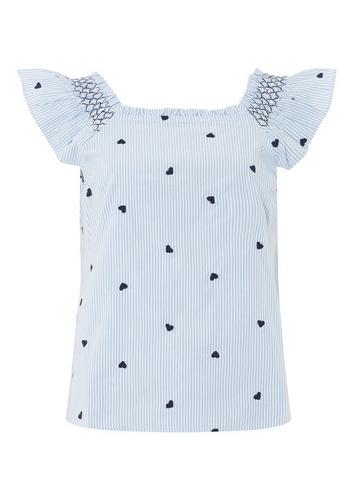 Dorothy Perkins Blue Heart Embroidered Top