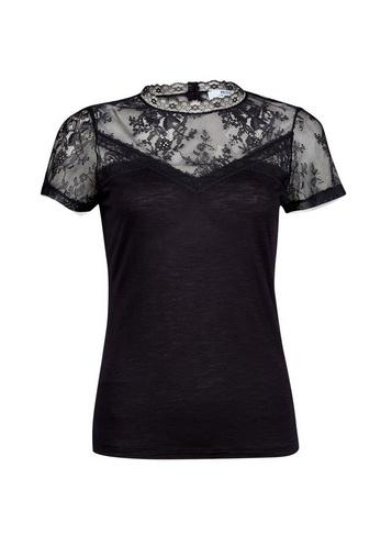 Dorothy Perkins Petite Black Lace Insert Top