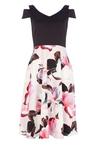 Dorothy Perkins *roman Originals Pink Floral Fit And Flare Dress