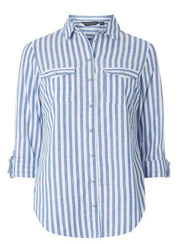 Dorothy Perkins Blue Striped Cotton Linen Shirt