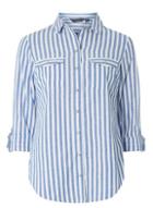 Dorothy Perkins Blue Striped Cotton Linen Shirt