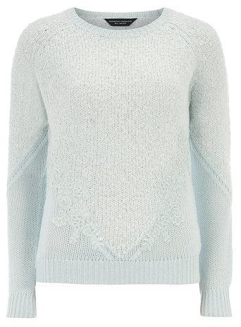 Dorothy Perkins Mint Green Lace Panel Knitted Jumper