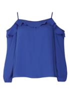 Dorothy Perkins Cobalt Strappy Frill Cold Shoulder Top