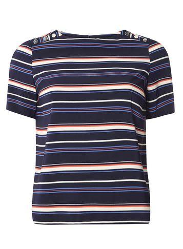 Dorothy Perkins Petite Navy Stripe Button T-shirt