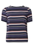 Dorothy Perkins Petite Navy Stripe Button T-shirt